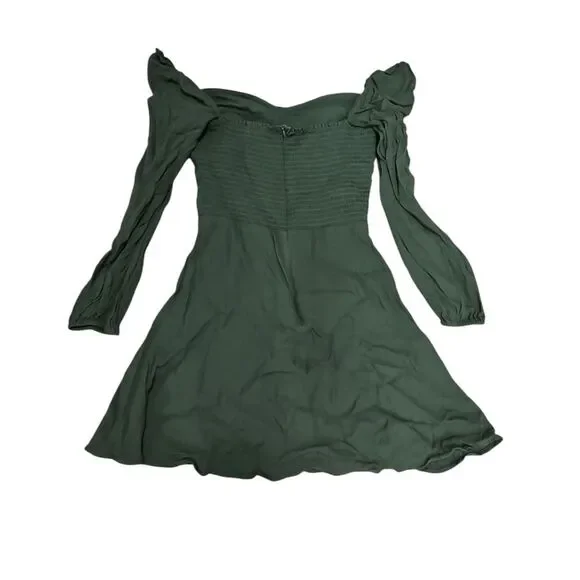 Reformation Womens Green mini dress long sleeves size 6 peasant cottage boho - Picture 3 of 10